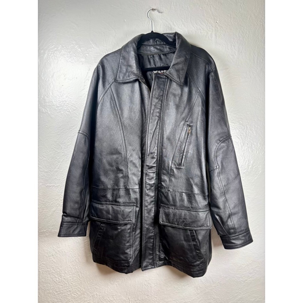 Wilsons Leather Jacket Mens Sz M Black Thinsulate Minimalist Classic Goth Grunge